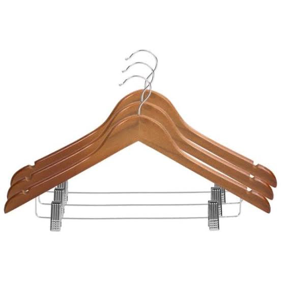 Wooden Blouse Hanger with Metal Clips Box of 25